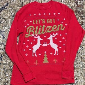 Red Holiday Reindeer Long Sleeve Tee